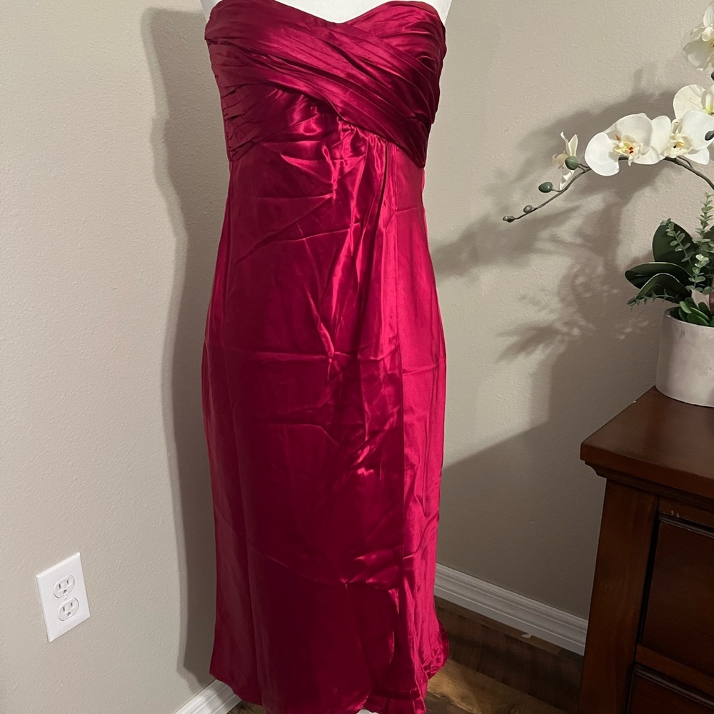 Banana Republic Strapless Red Faux Wrap Dress Petite 2, P2